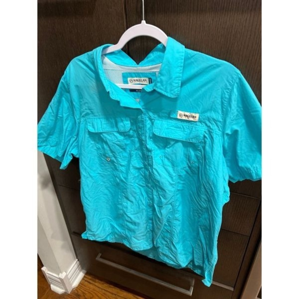 Magellan Fishing Shirt Men Size 1XL Light Blue Wick‎ Vented Short Sleeve